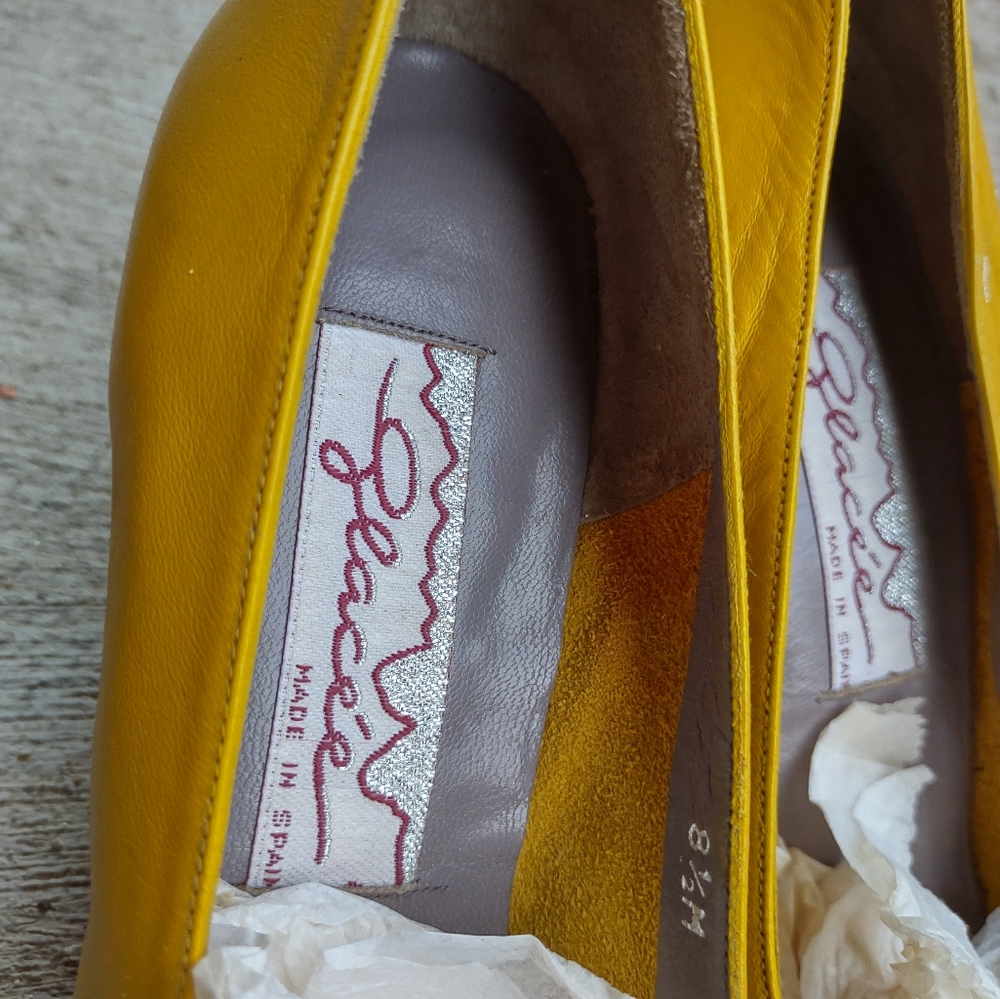 Yellow Leather Pumps Made In Spain Gem